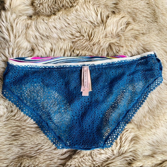 VS Crochet Pointelle Lace Cheeky Blue Panties NWT - Picture 3 of 12